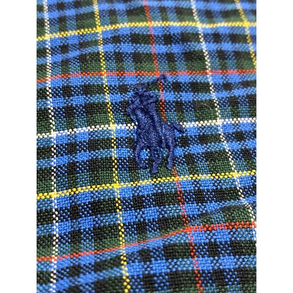 Ralph Lauren Blake Shirt Large Blue Green Plaid Cotton Button-Up Classic Fit - Picture 5 of 7